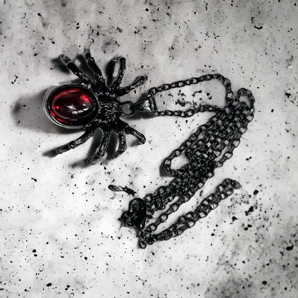 Gothic Black/Red Cute Spider Pendant Necklace‎ Punk  Retro Style Fashion Jewelry - Picture 5 of 14